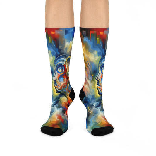 Emotional Perception Abstract Cushioned Crew Socks - ATUH.ART