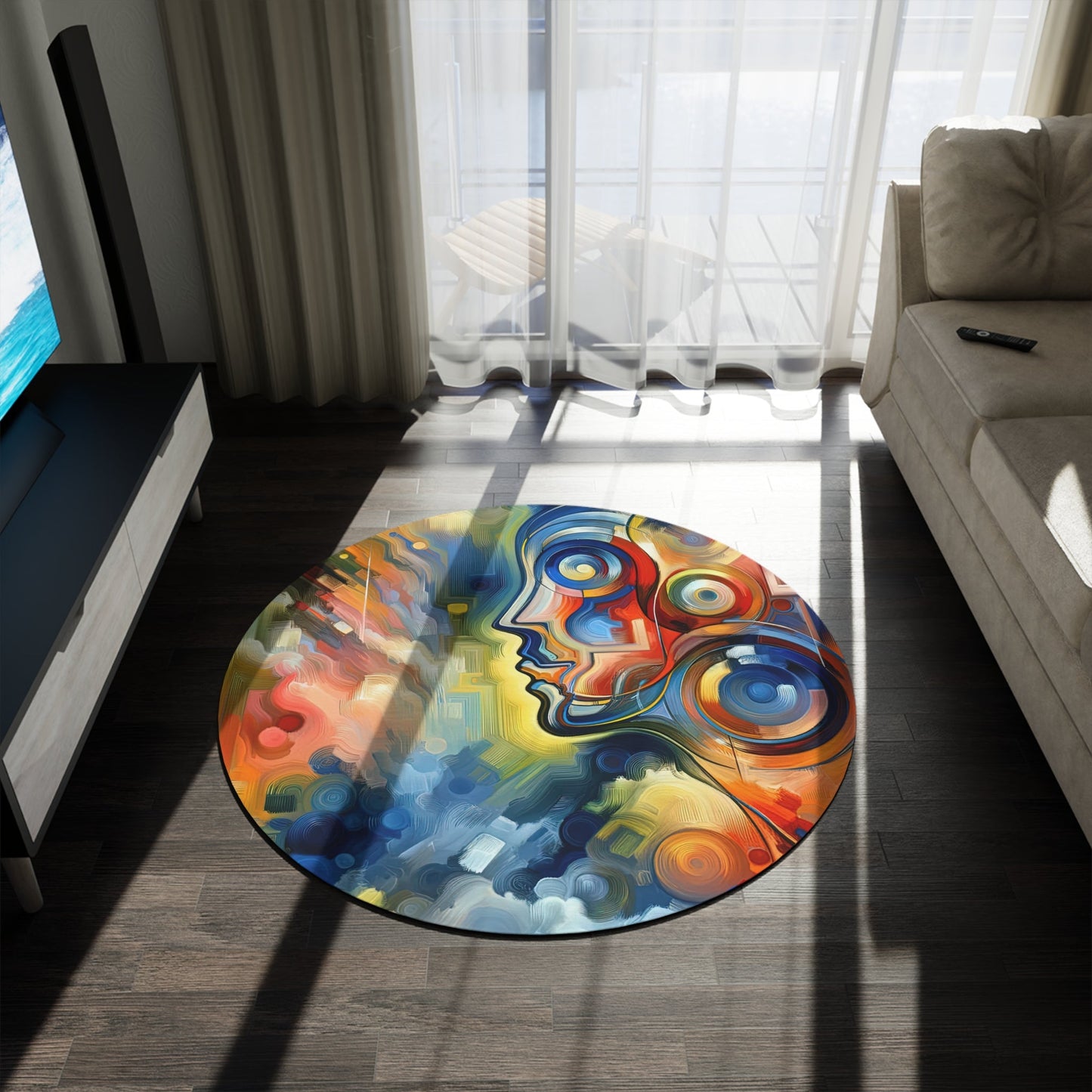 Emotional Perception Abstract Round Rug - ATUH.ART