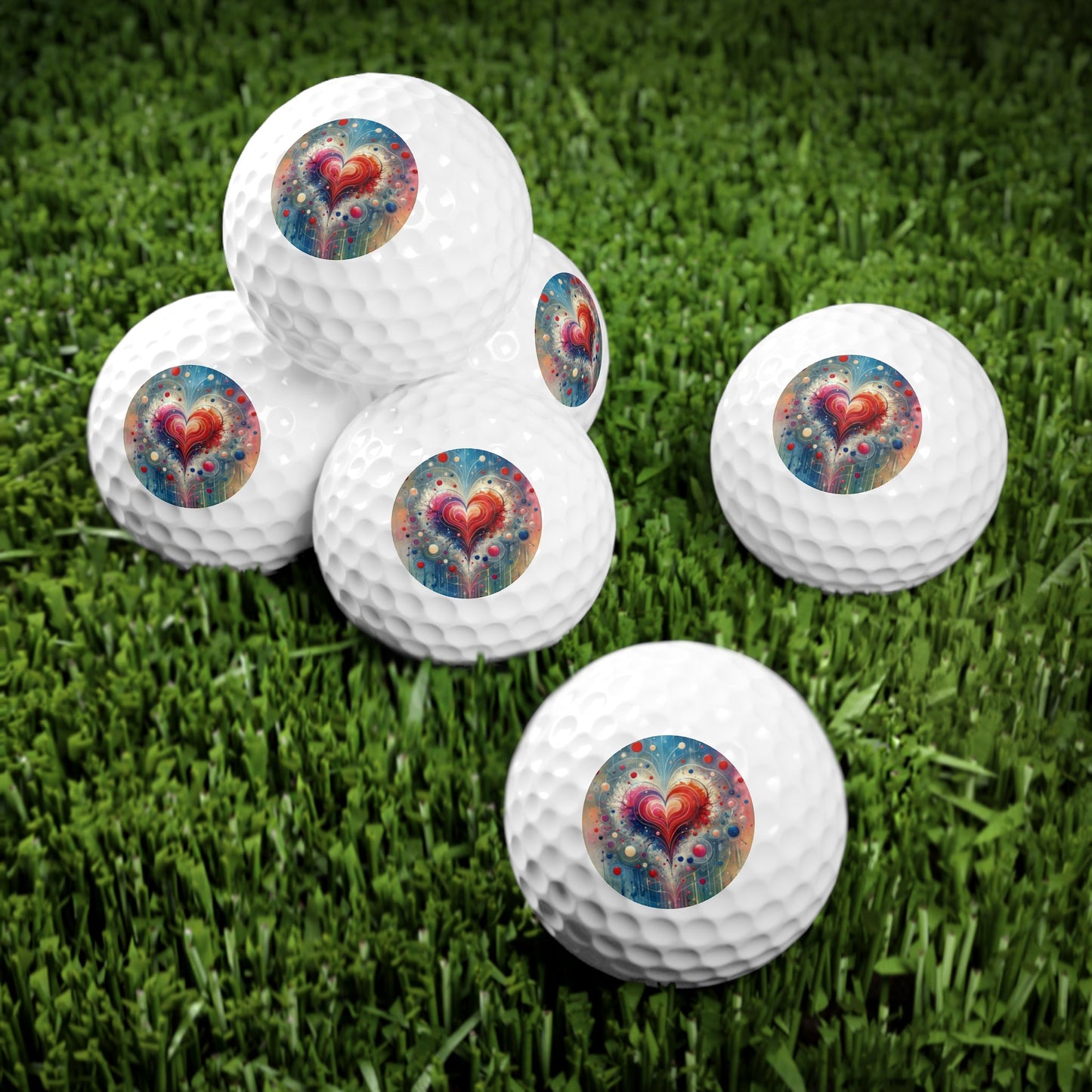 Emotional Physics Heart Golf Balls, 6pcs - ATUH.ART