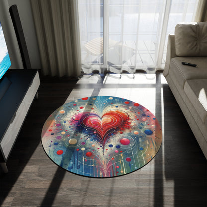 Emotional Physics Heart Round Rug - ATUH.ART