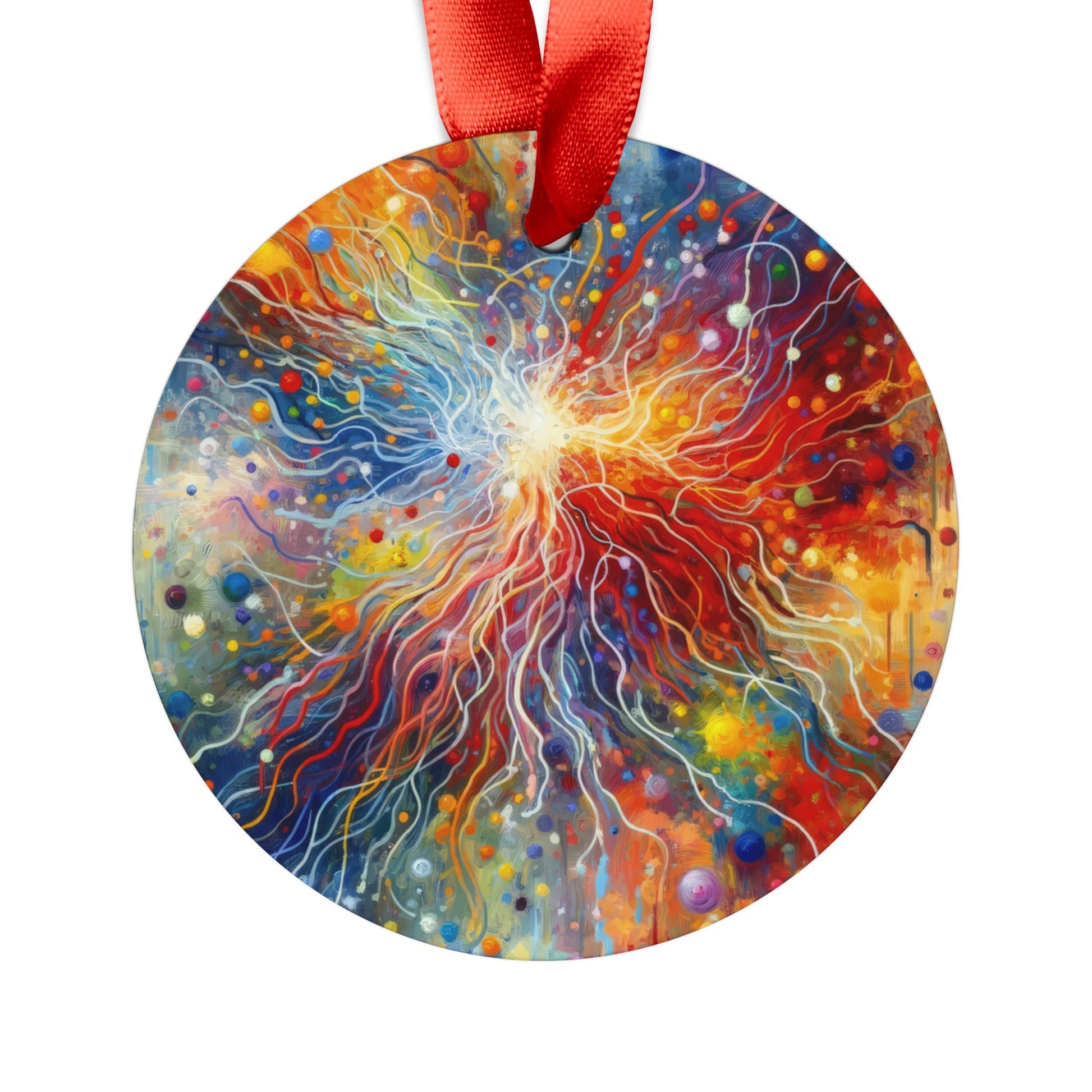 Emotive Yarn Explosion Acrylic Ornament with Ribbon - ATUH.ART