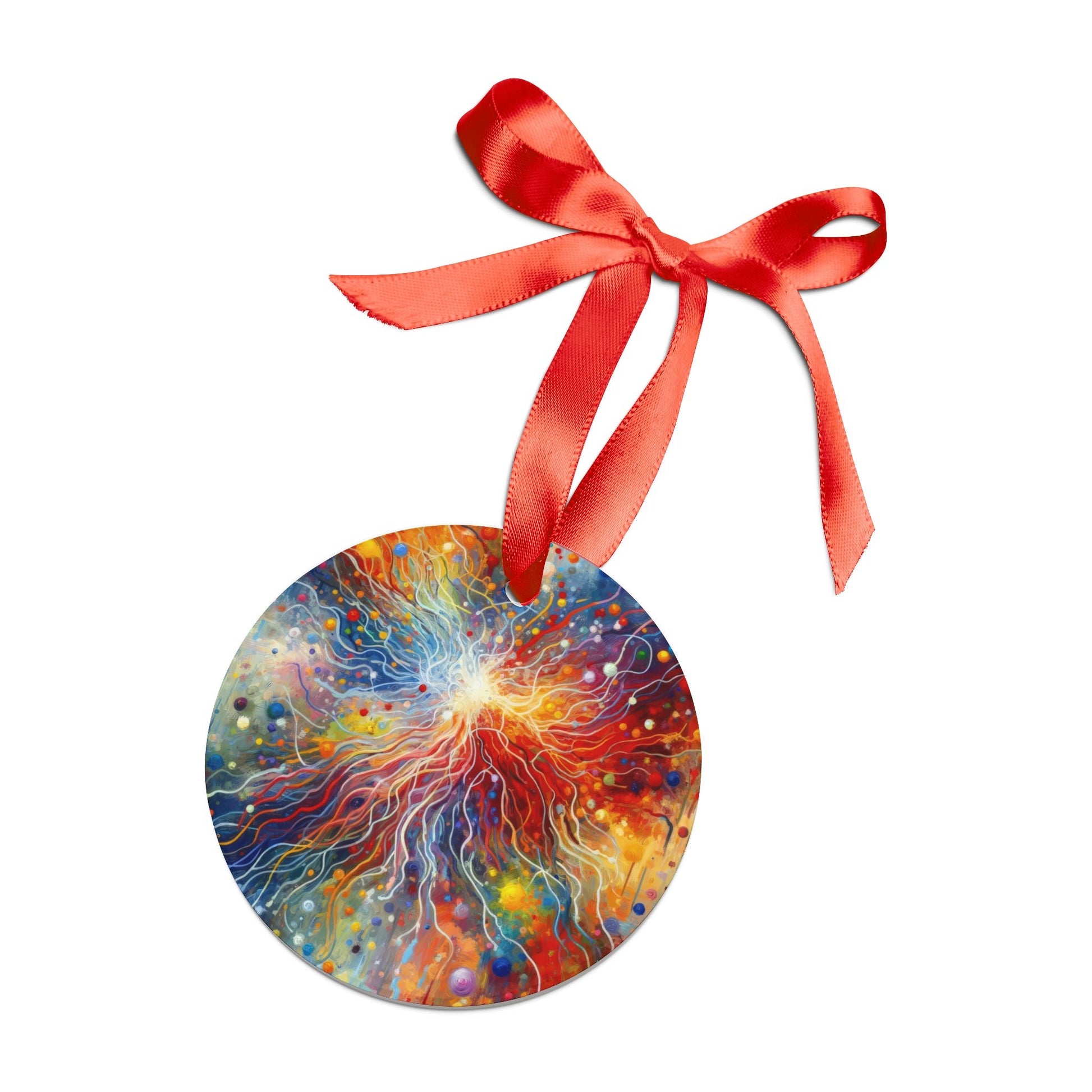 Emotive Yarn Explosion Acrylic Ornament with Ribbon - ATUH.ART