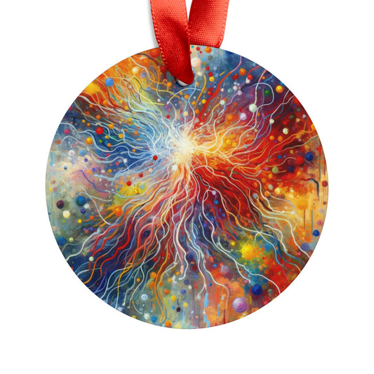 Emotive Yarn Explosion Acrylic Ornament with Ribbon - ATUH.ART