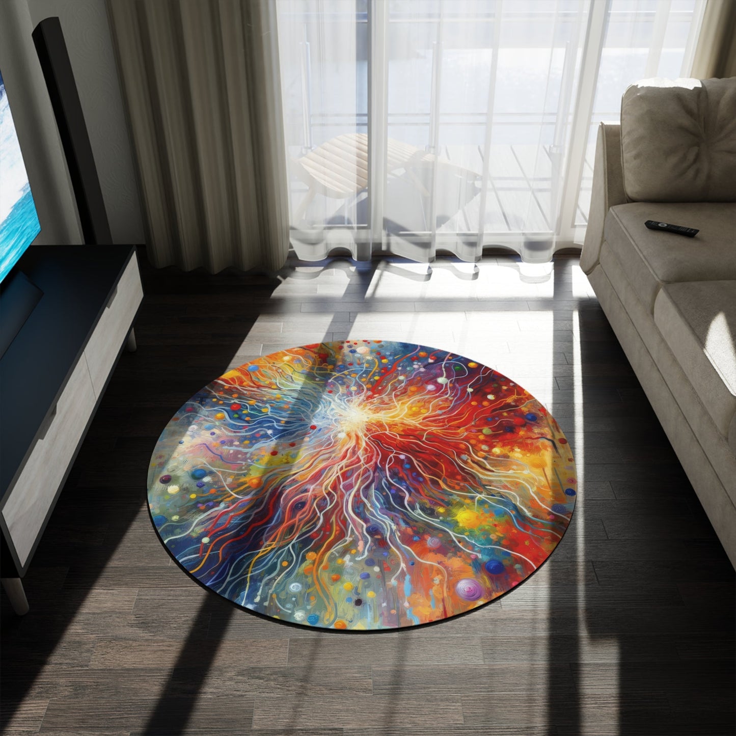 Emotive Yarn Explosion Round Rug - ATUH.ART