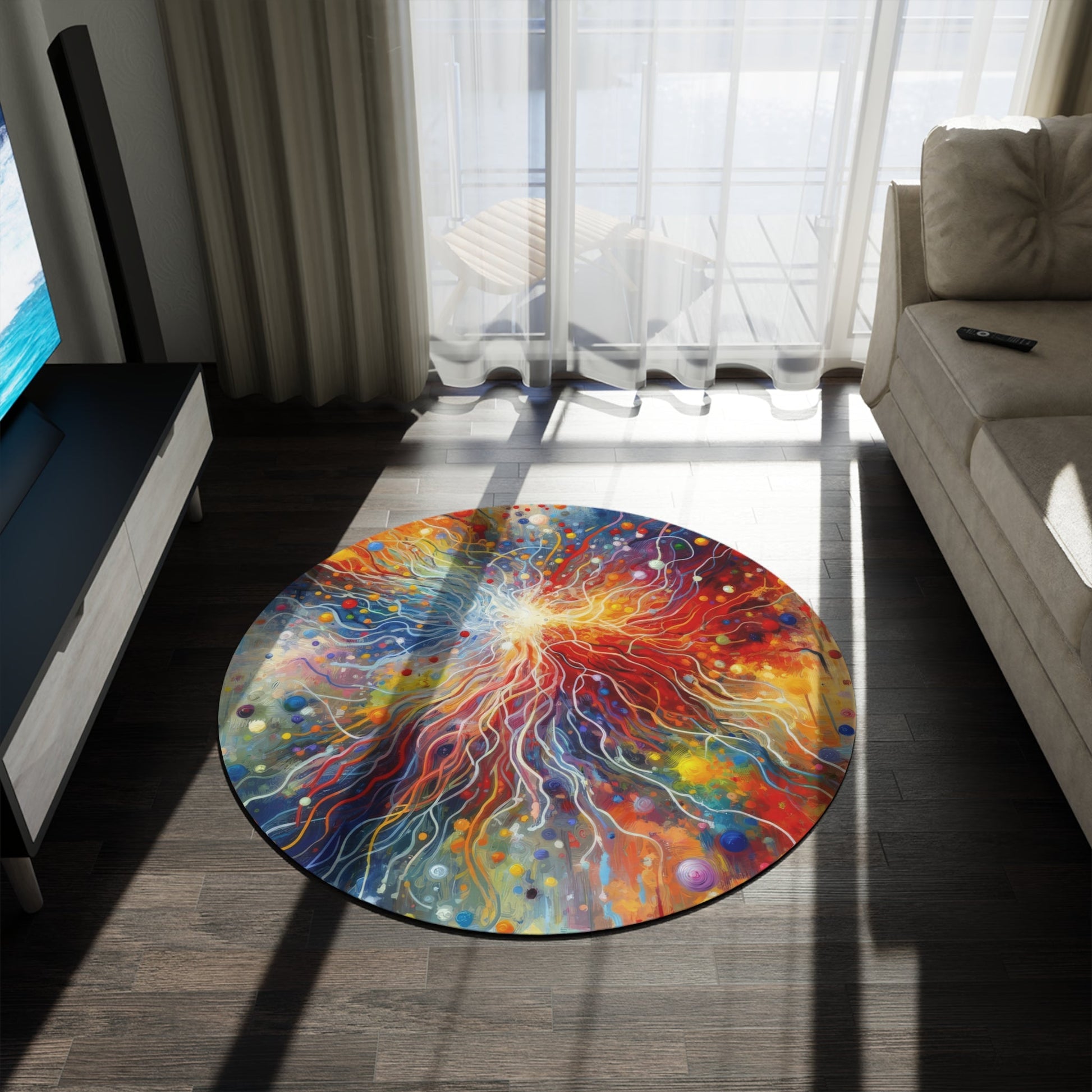 Emotive Yarn Explosion Round Rug - ATUH.ART
