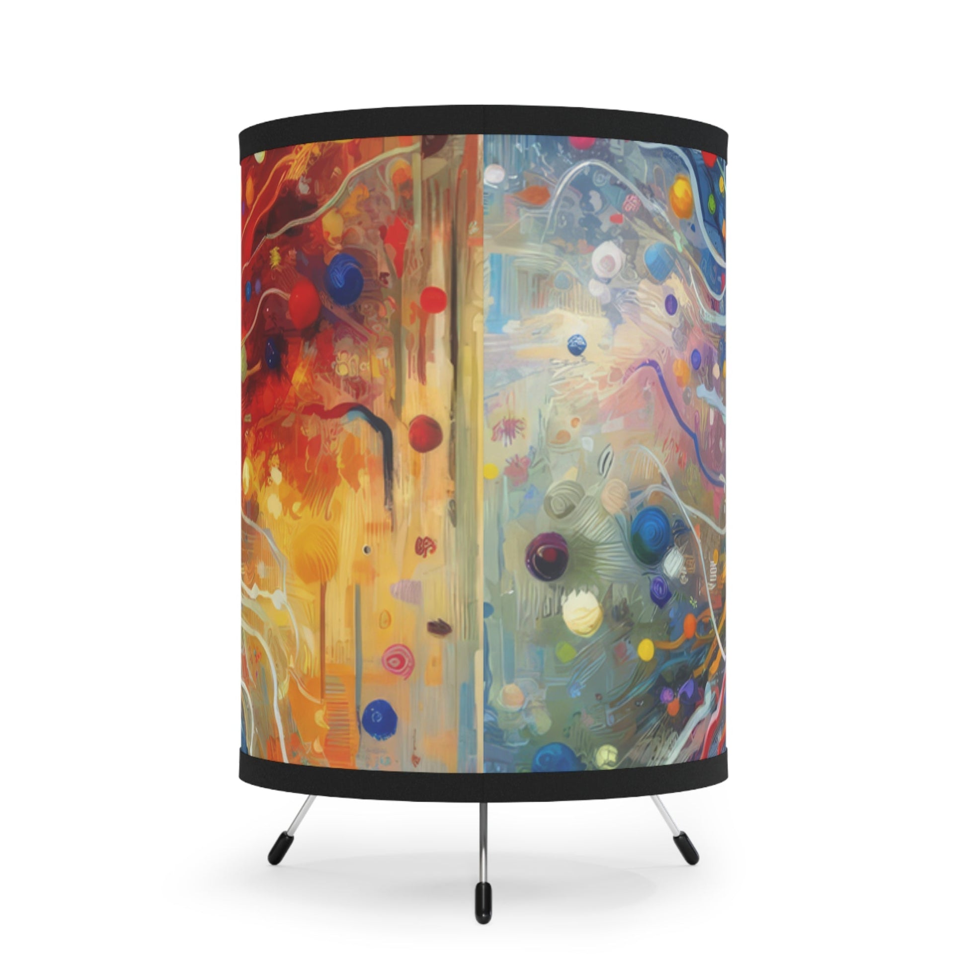 Emotive Yarn Explosion Tripod Lamp with High-Res Printed Shade, US\CA plug - ATUH.ART