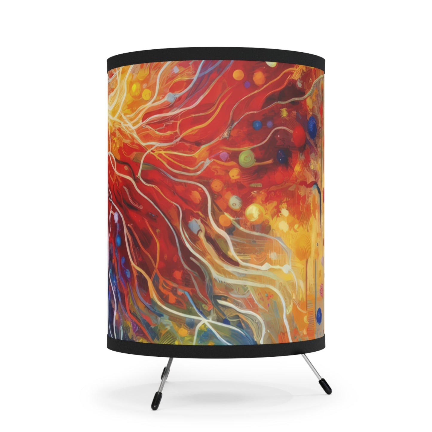 Emotive Yarn Explosion Tripod Lamp with High-Res Printed Shade, US\CA plug - ATUH.ART