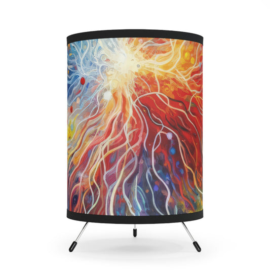 Emotive Yarn Explosion Tripod Lamp with High-Res Printed Shade, US\CA plug - ATUH.ART