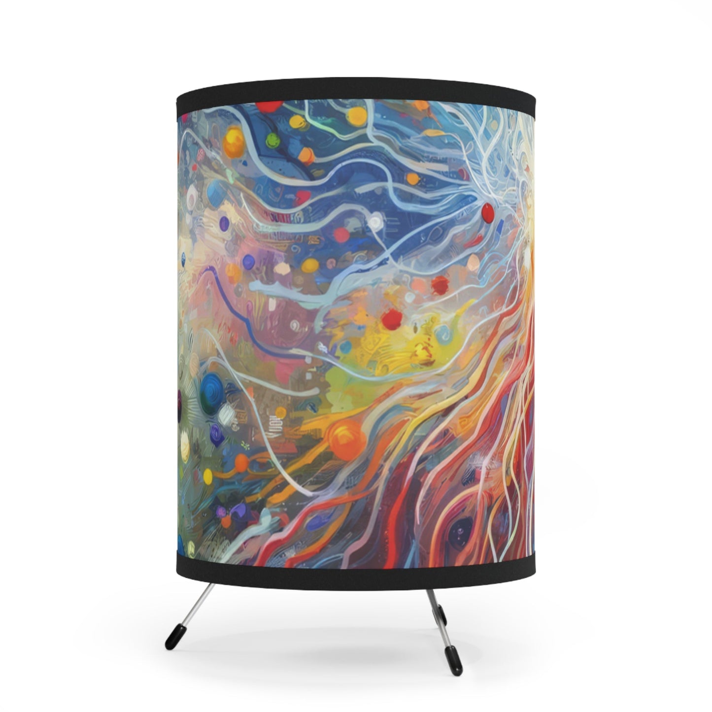 Emotive Yarn Explosion Tripod Lamp with High-Res Printed Shade, US\CA plug - ATUH.ART