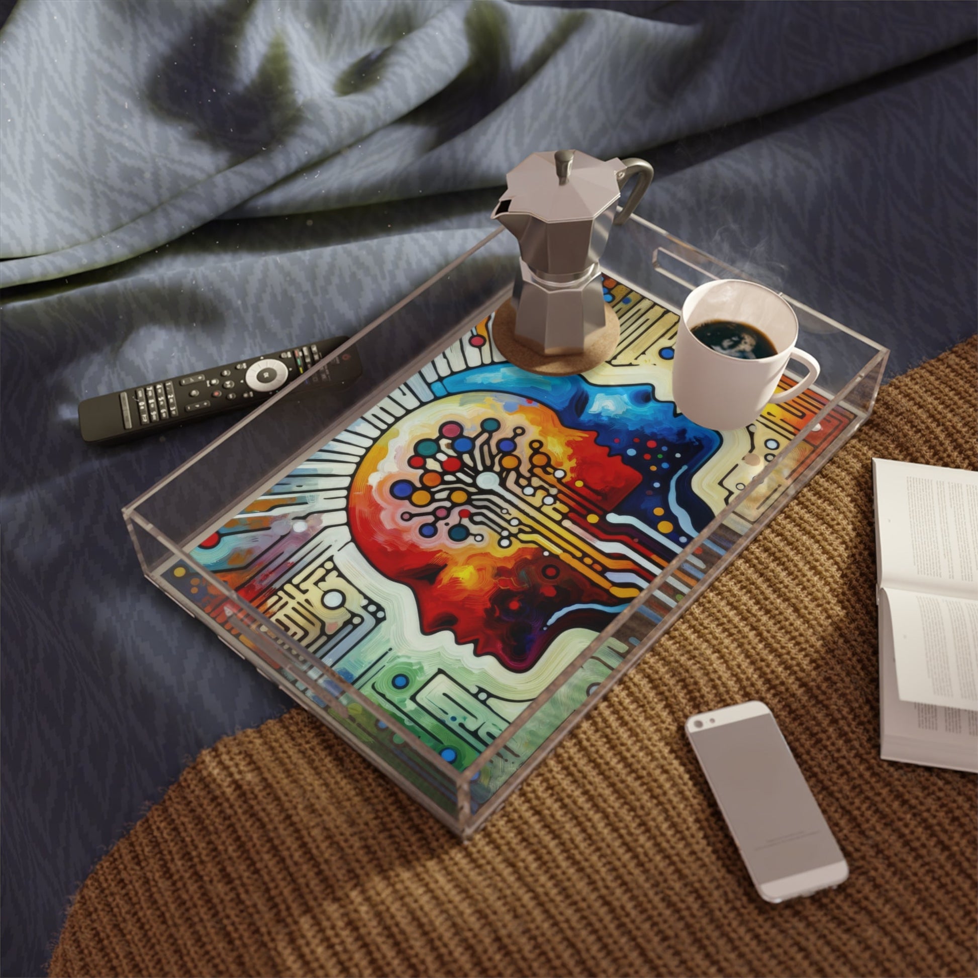 Empathetic Connection Abstract Acrylic Serving Tray - ATUH.ART