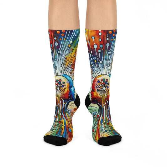 Empathetic Connection Abstract Cushioned Crew Socks - ATUH.ART