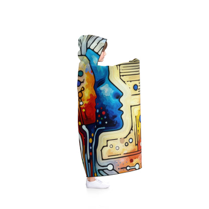 Empathetic Connection Abstract Hooded Blanket - ATUH.ART