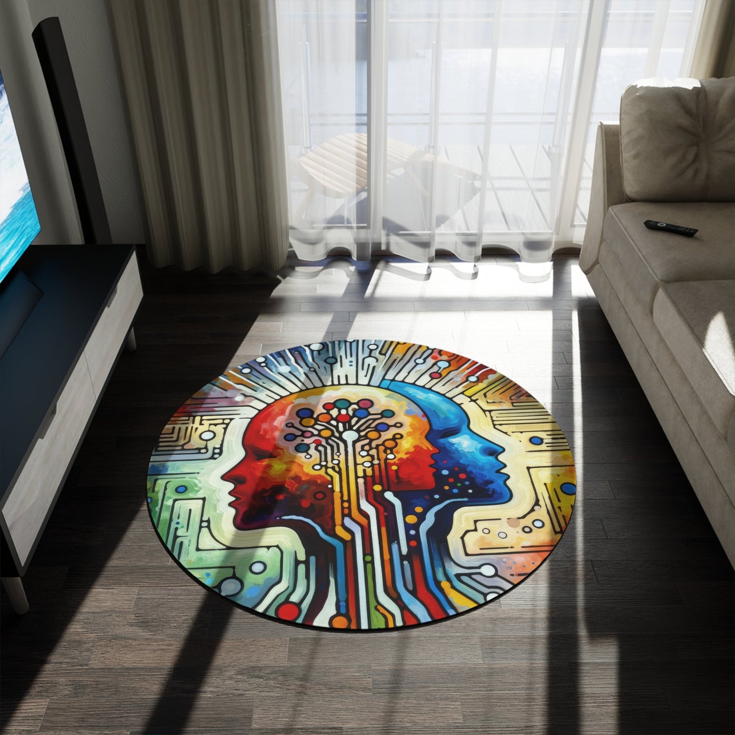 Empathetic Connection Abstract Round Rug - ATUH.ART