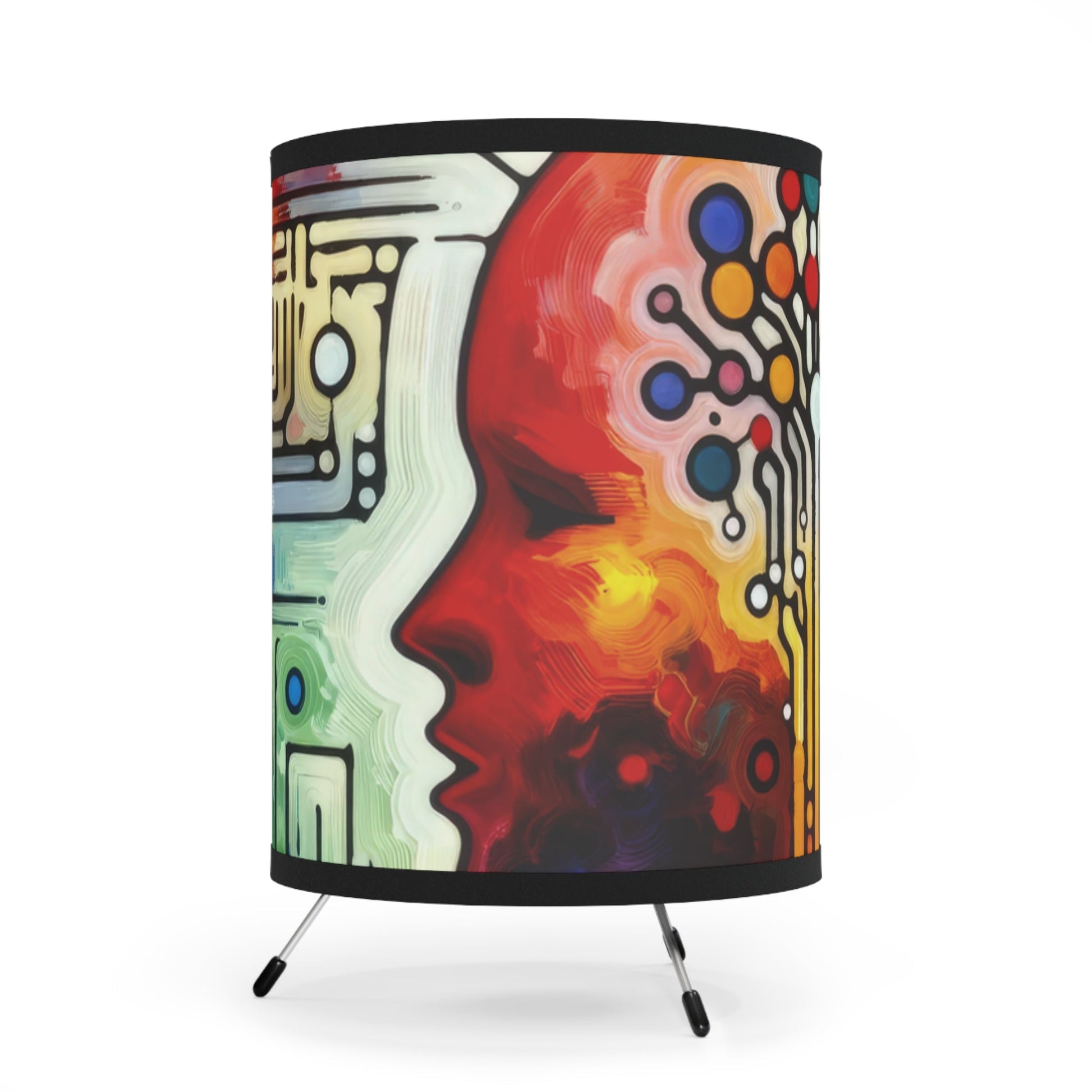 Empathetic Connection Abstract Tripod Lamp with High-Res Printed Shade, US\CA plug - ATUH.ART
