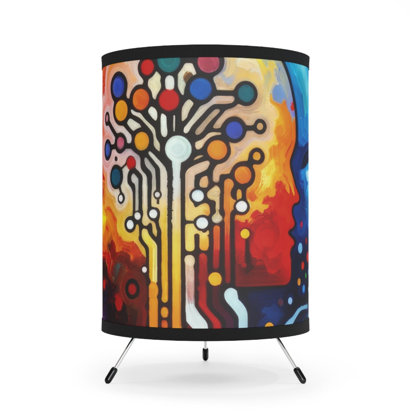Empathetic Connection Abstract Tripod Lamp with High-Res Printed Shade, US\CA plug - ATUH.ART