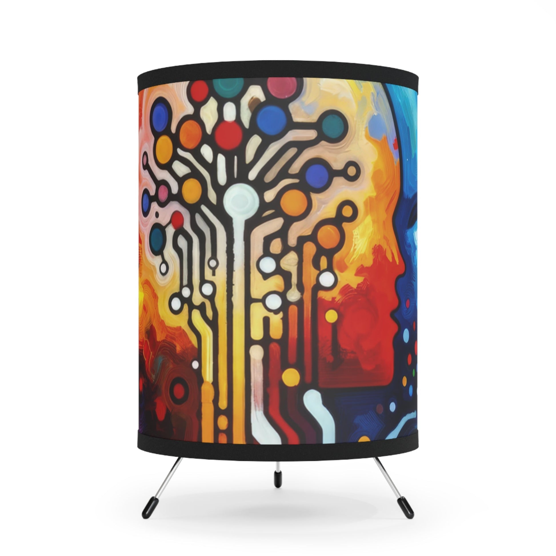 Empathetic Connection Abstract Tripod Lamp with High-Res Printed Shade, US\CA plug - ATUH.ART