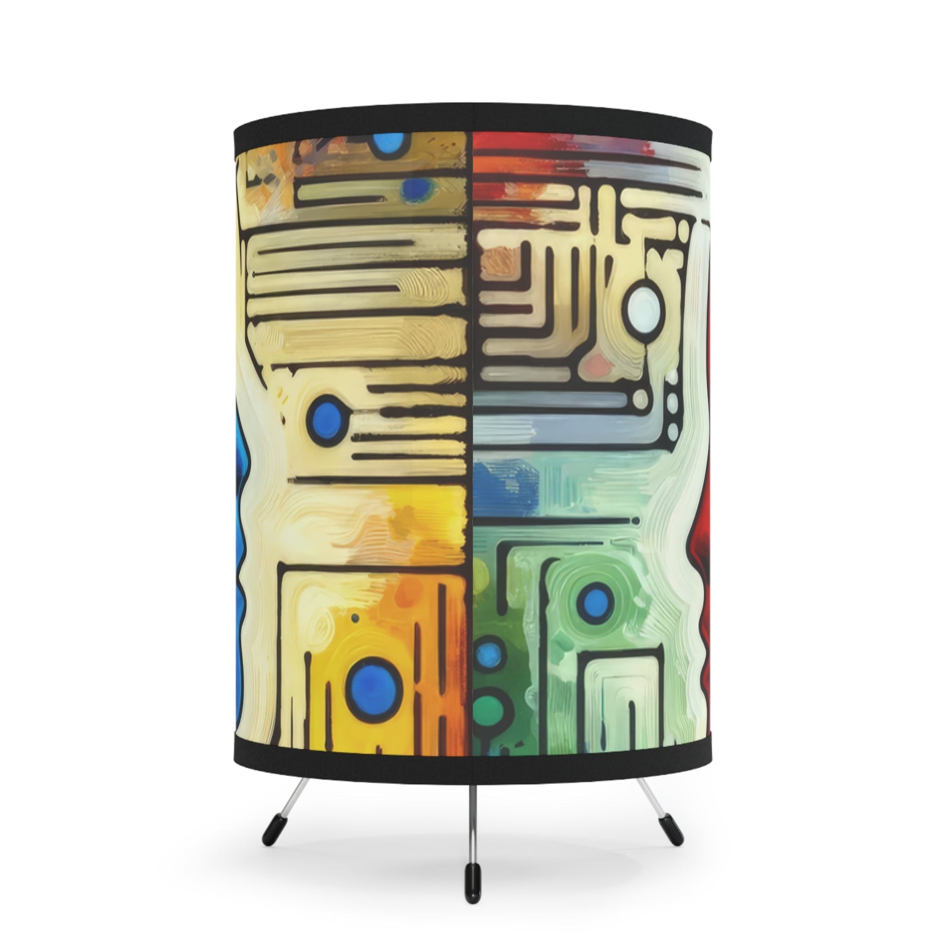 Empathetic Connection Abstract Tripod Lamp with High-Res Printed Shade, US\CA plug - ATUH.ART