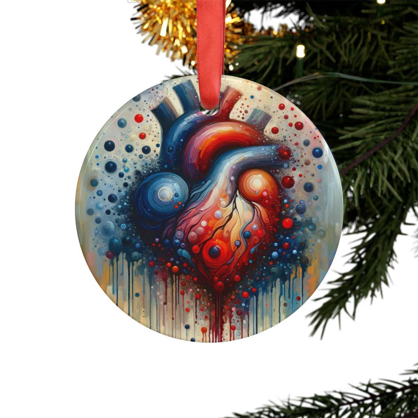 Empathetic Heart Expression Acrylic Ornament with Ribbon - ATUH.ART