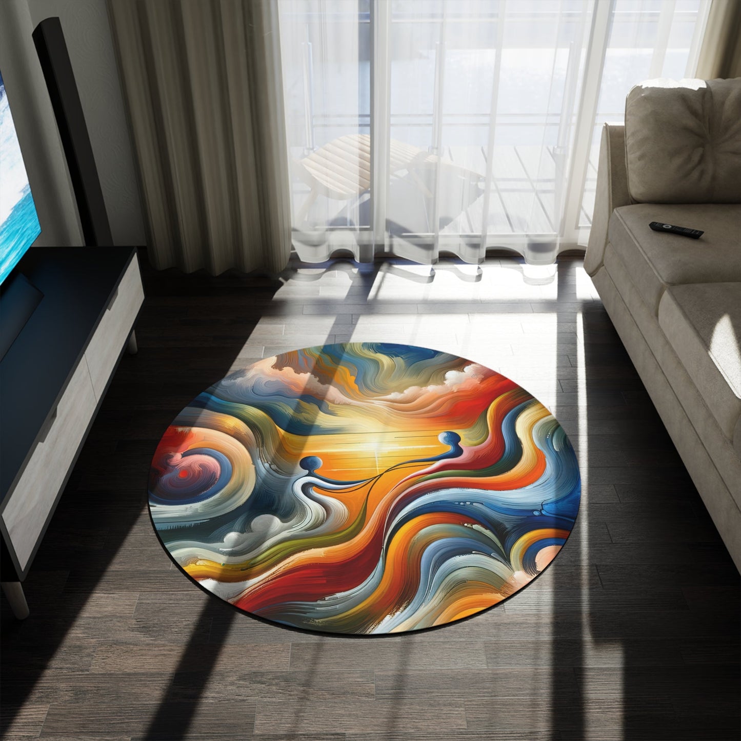 Empathetic Lifeline Abstract Round Rug - ATUH.ART