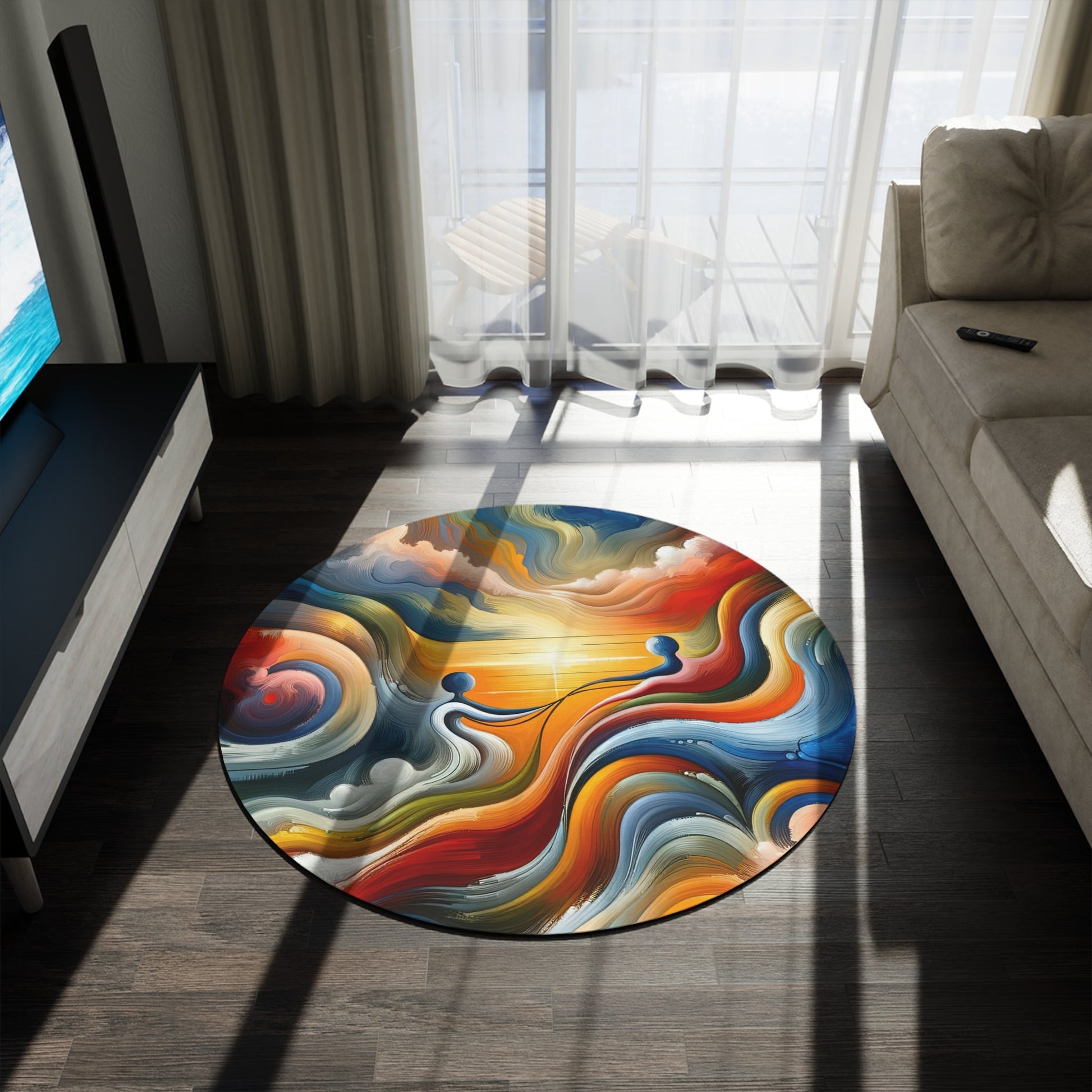 Empathetic Lifeline Abstract Round Rug - ATUH.ART
