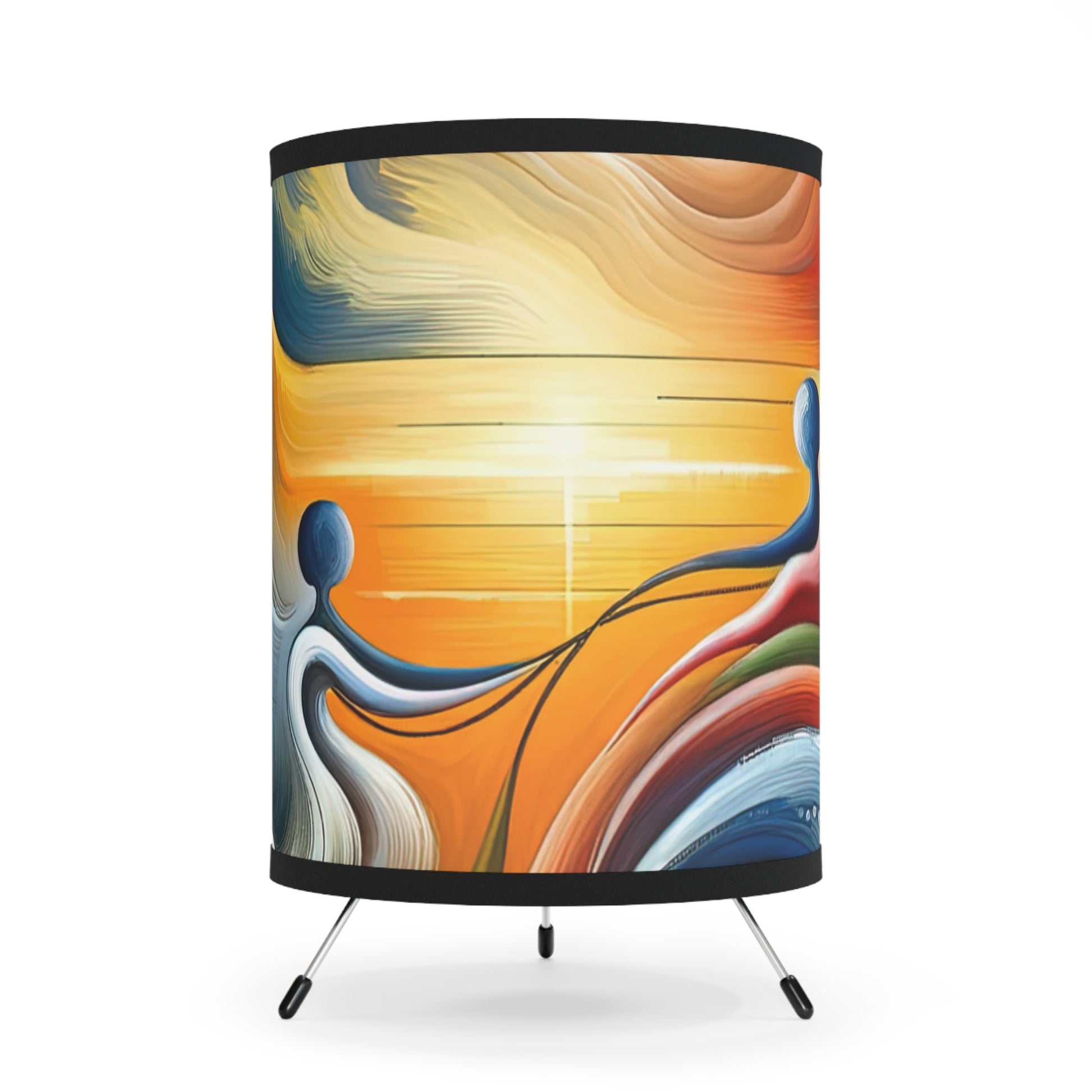 Empathetic Lifeline Abstract Tripod Lamp with High-Res Printed Shade, US\CA plug - ATUH.ART