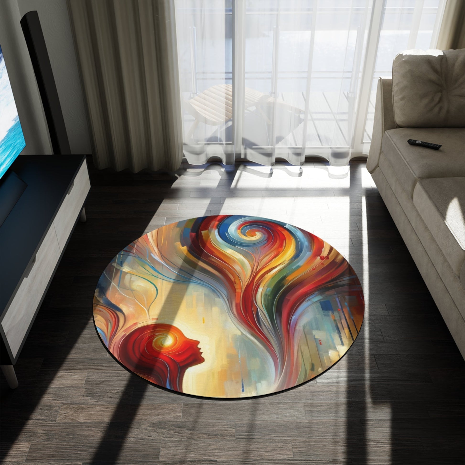 Empathetic Spiral Dialogue Round Rug - ATUH.ART