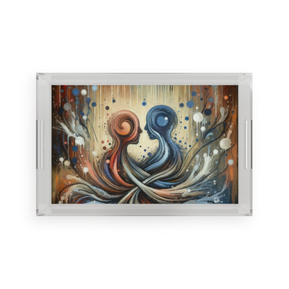 Empathic Connection Tachism Acrylic Serving Tray - ATUH.ART