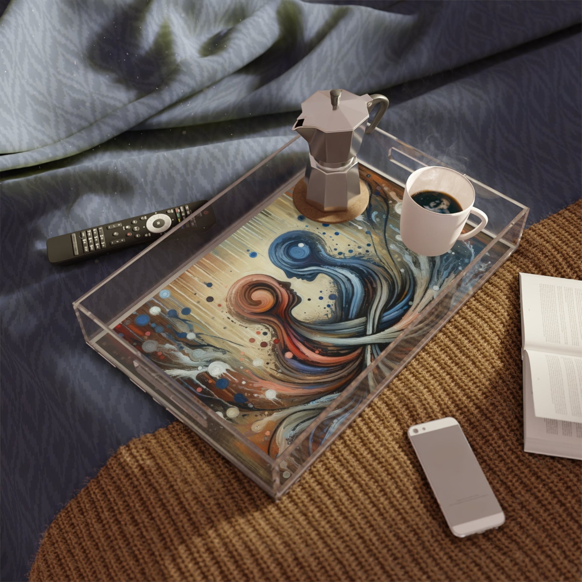 Empathic Connection Tachism Acrylic Serving Tray - ATUH.ART