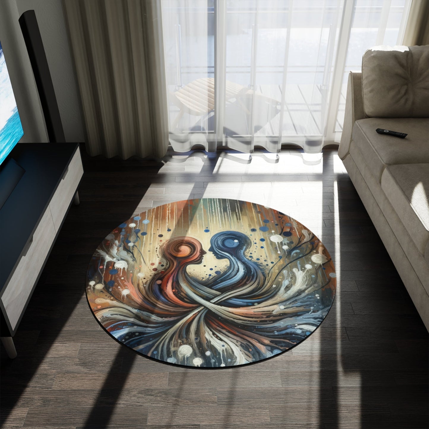 Empathic Connection Tachism Round Rug - ATUH.ART