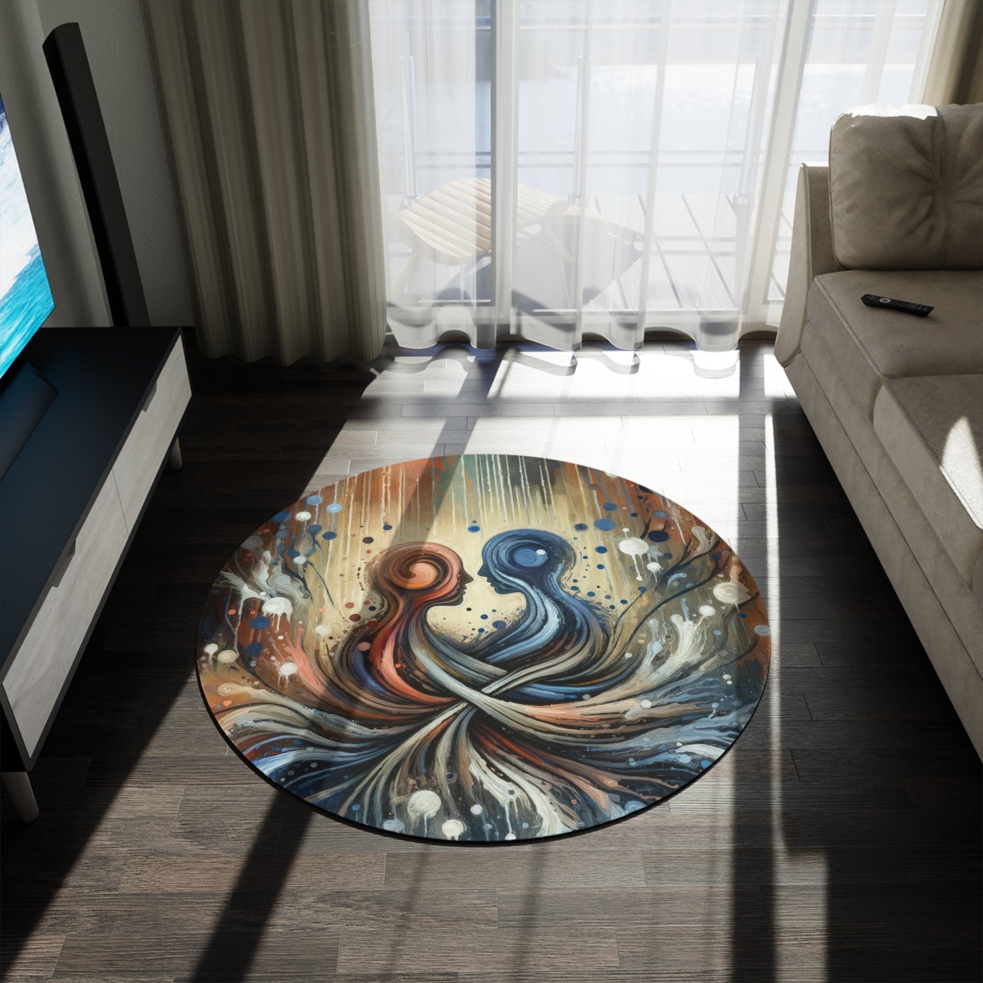 Empathic Connection Tachism Round Rug - ATUH.ART