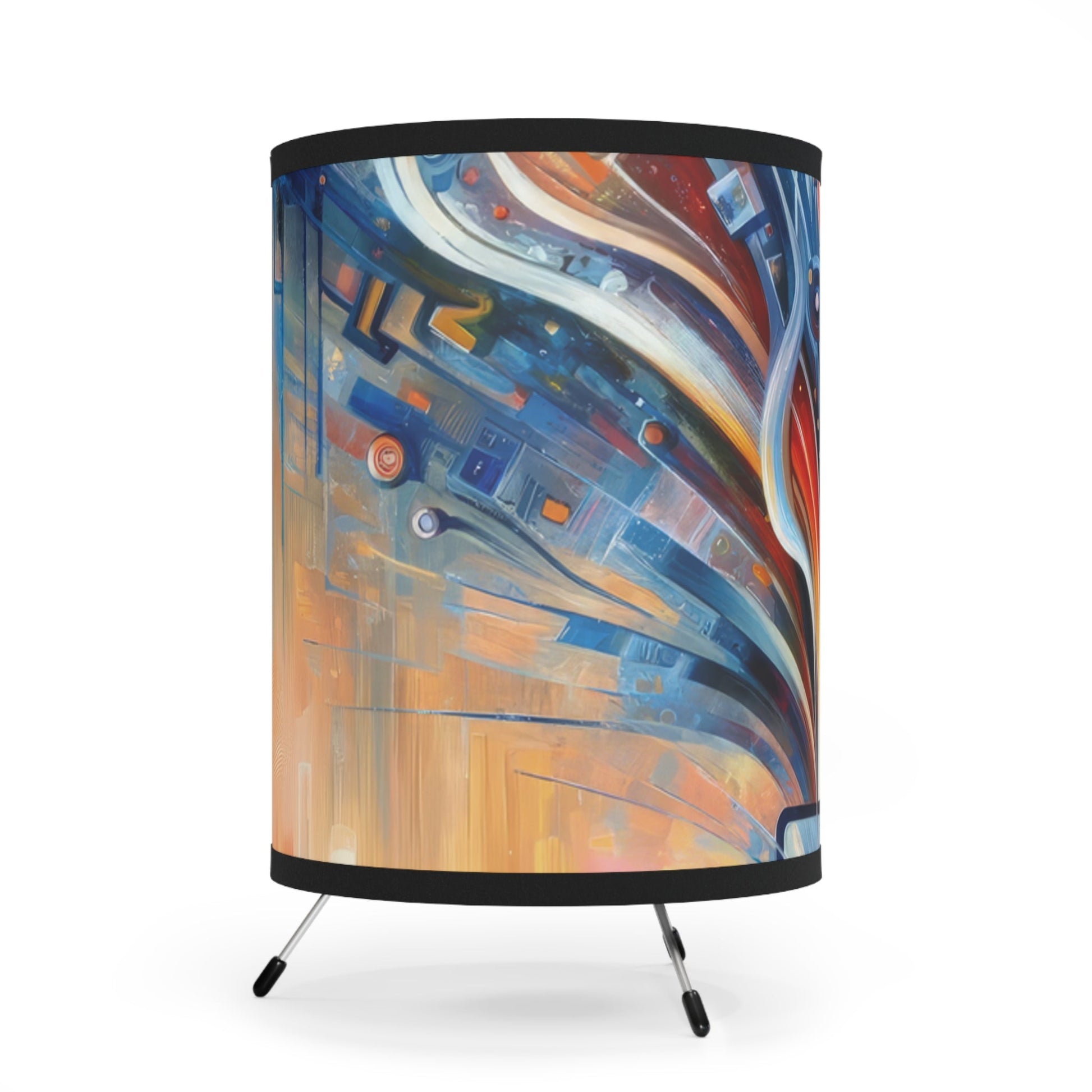 Empowerment Through Technology Tripod Lamp with High-Res Printed Shade, US\CA plug - ATUH.ART