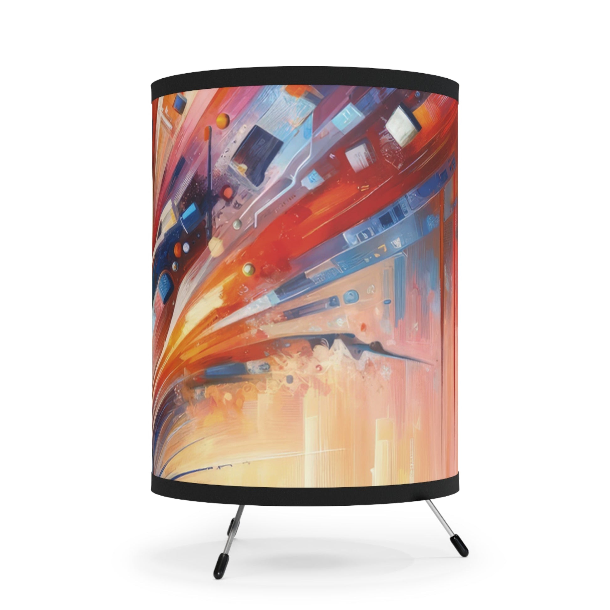 Empowerment Through Technology Tripod Lamp with High-Res Printed Shade, US\CA plug - ATUH.ART