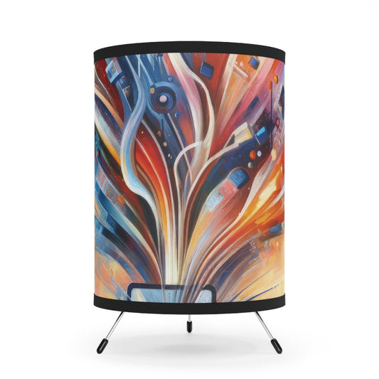 Empowerment Through Technology Tripod Lamp with High-Res Printed Shade, US\CA plug - ATUH.ART