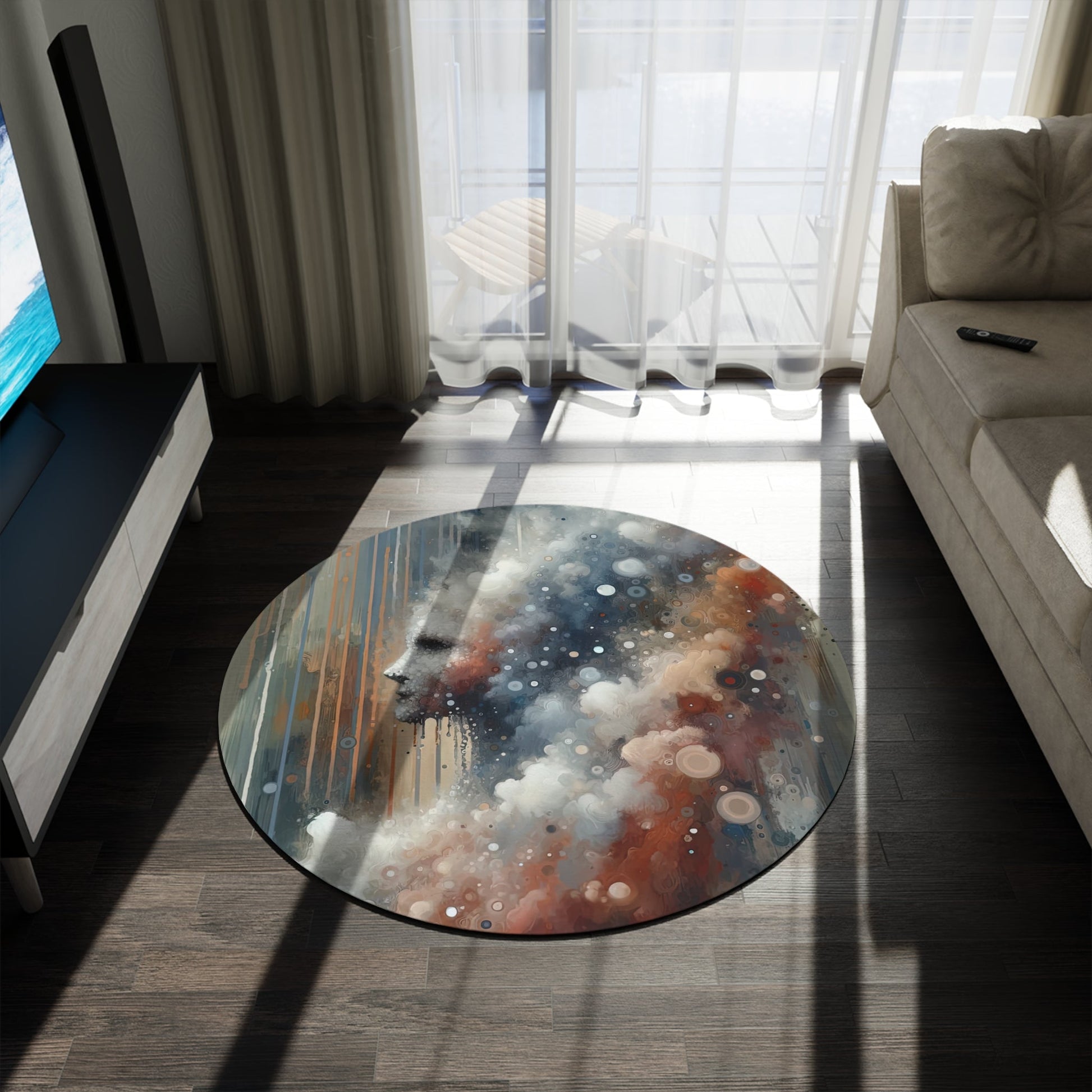 Ephemeral Hour Residue Round Rug - ATUH.ART