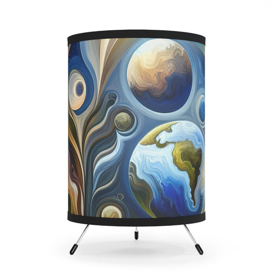 Esoteric Nurturing Gaia Tripod Lamp with High-Res Printed Shade, US\CA plug - ATUH.ART