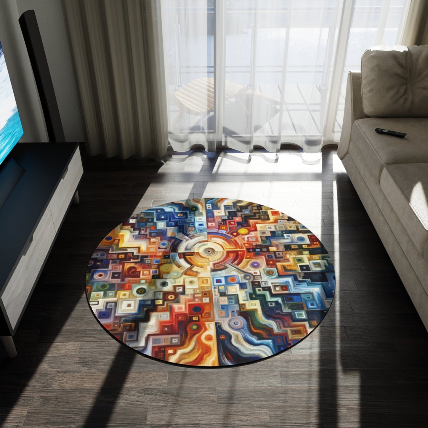 Essence Kaleidoscope Tapestry Round Rug - ATUH.ART