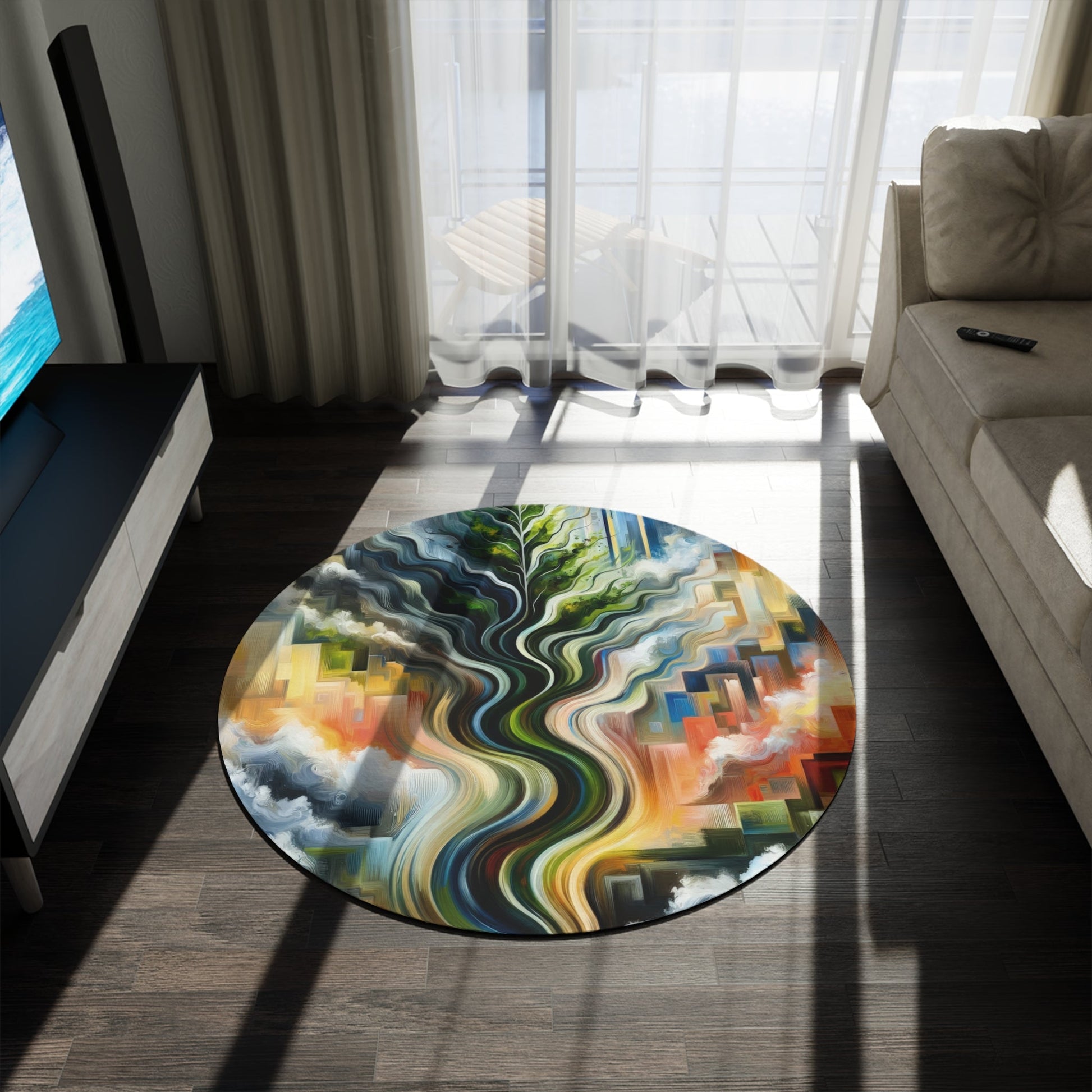 Eternal Digital Contrast Round Rug - ATUH.ART
