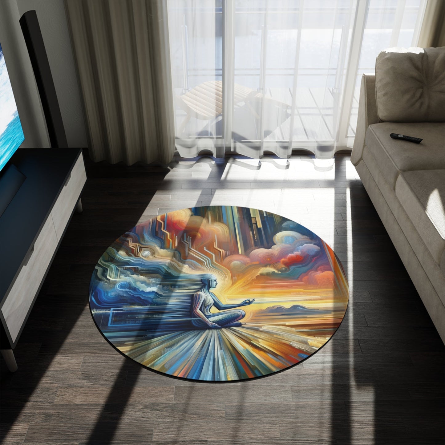 Eternal Digital Meditation Round Rug - ATUH.ART