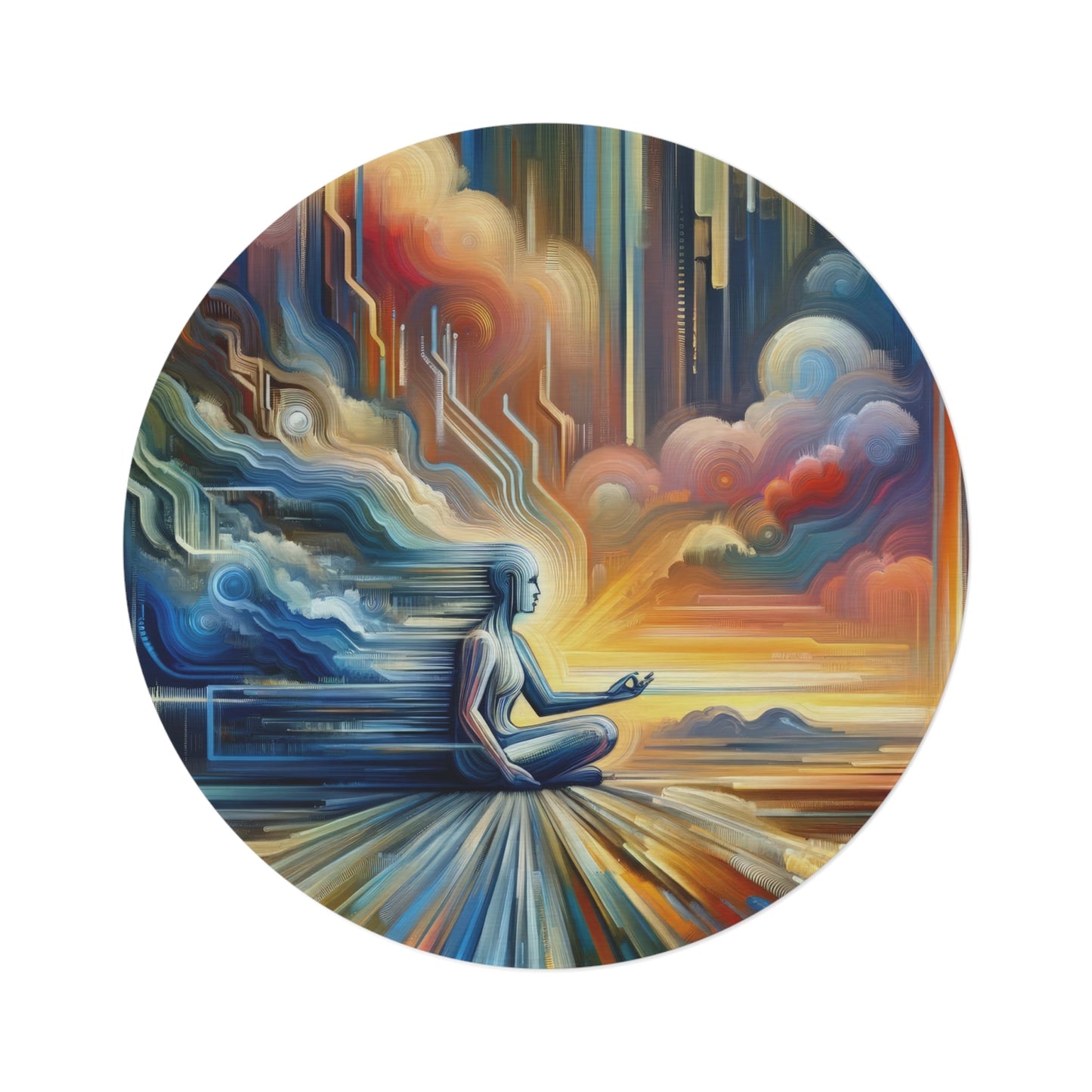 Eternal Digital Meditation Round Rug - ATUH.ART