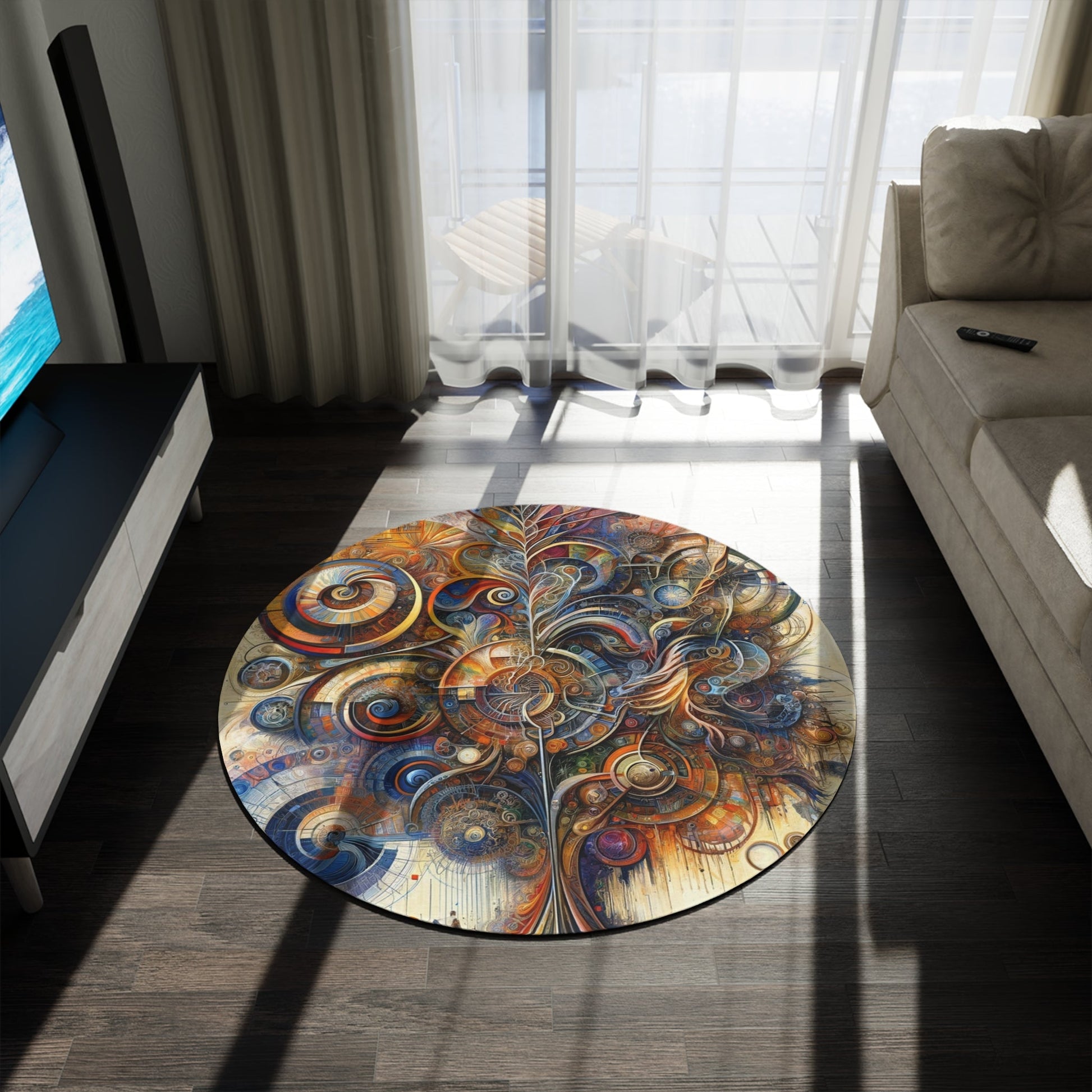 Ethos Web Abstract Round Rug - ATUH.ART