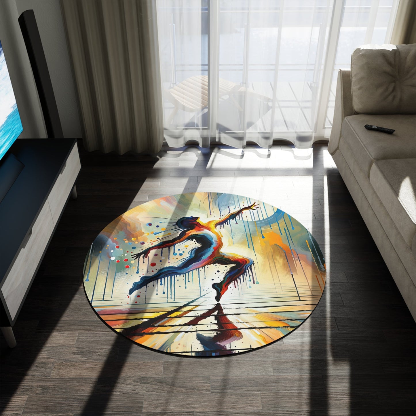 Expressive Dance Reflection Round Rug - ATUH.ART