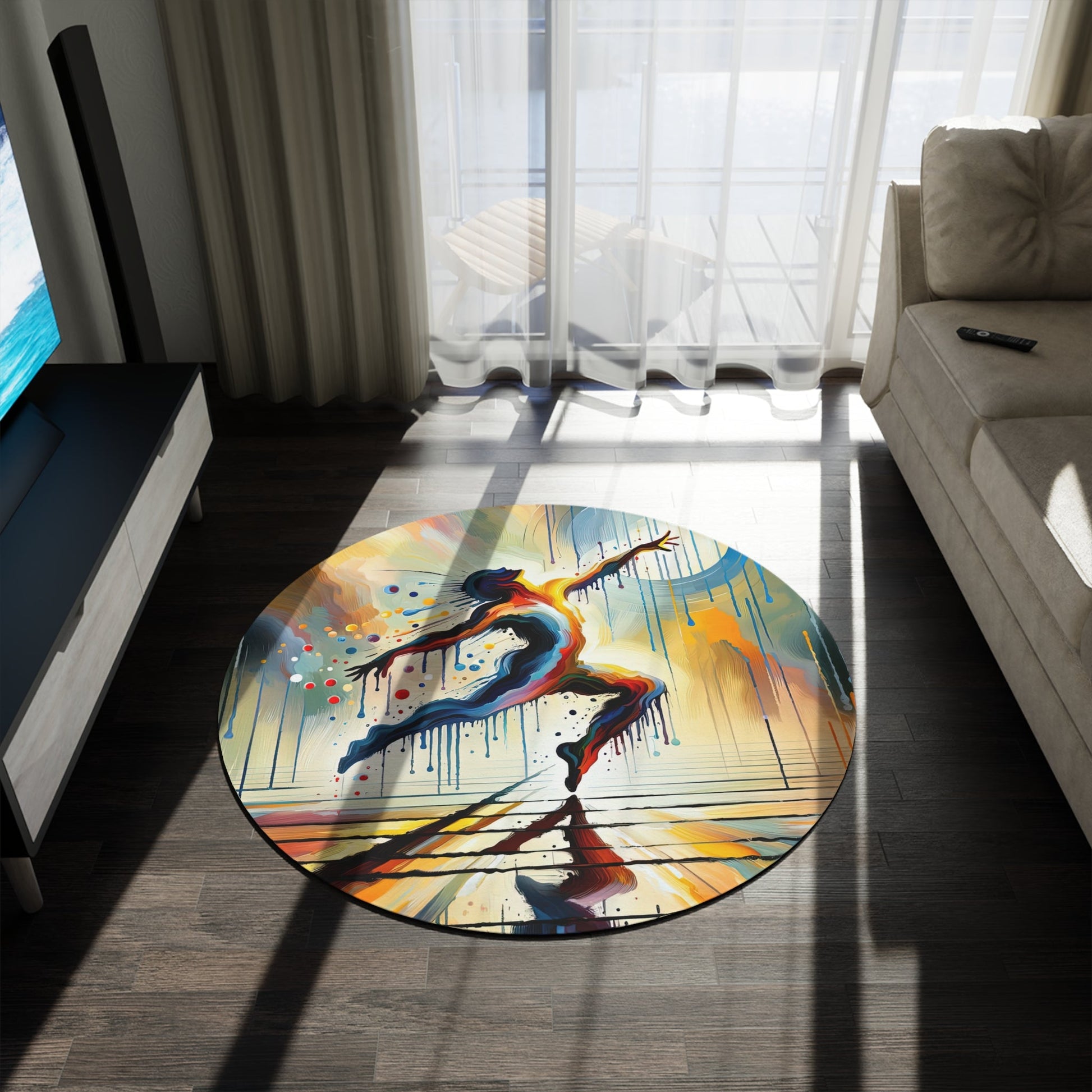 Expressive Dance Reflection Round Rug - ATUH.ART