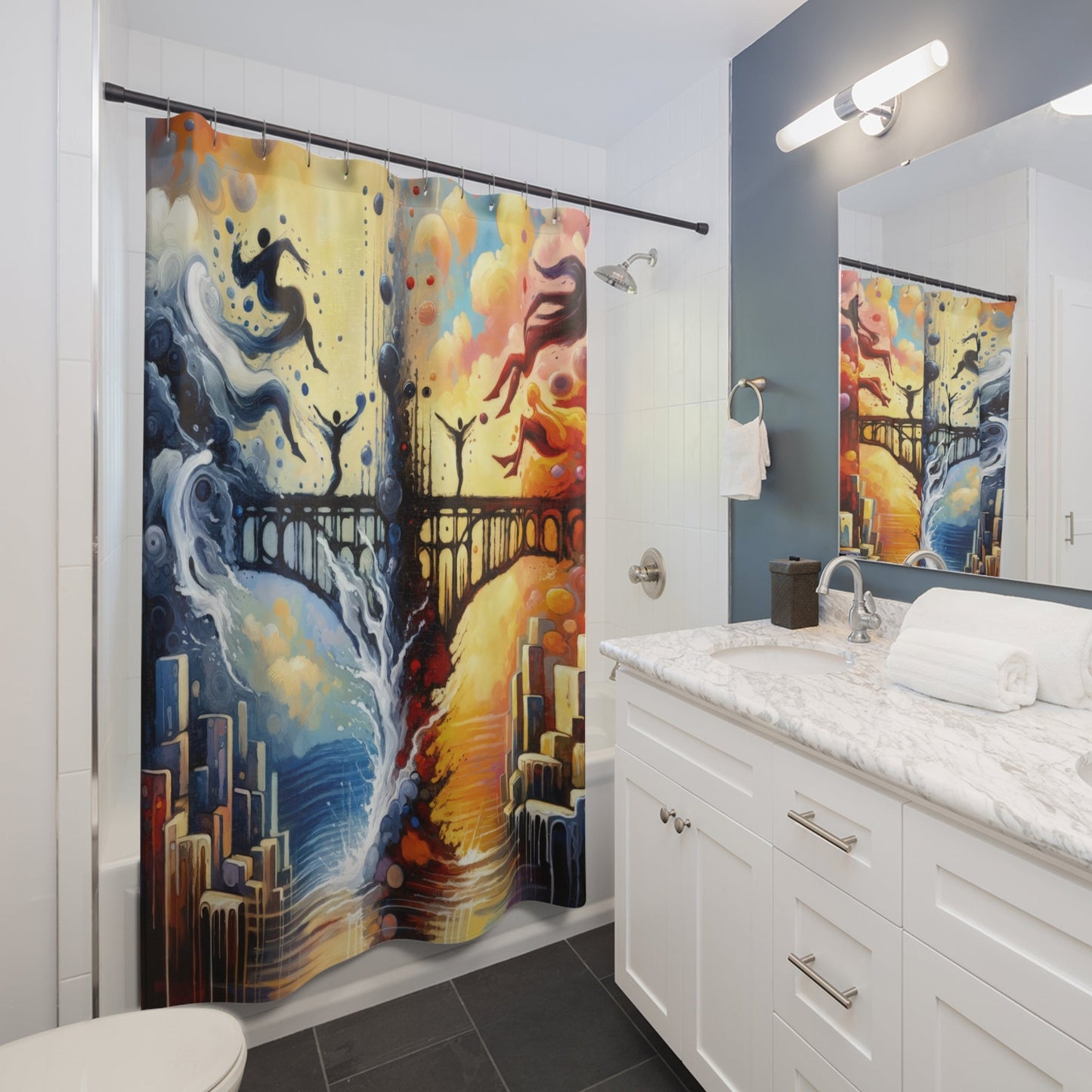 Faithful Diving Bridges Shower Curtains - ATUH.ART