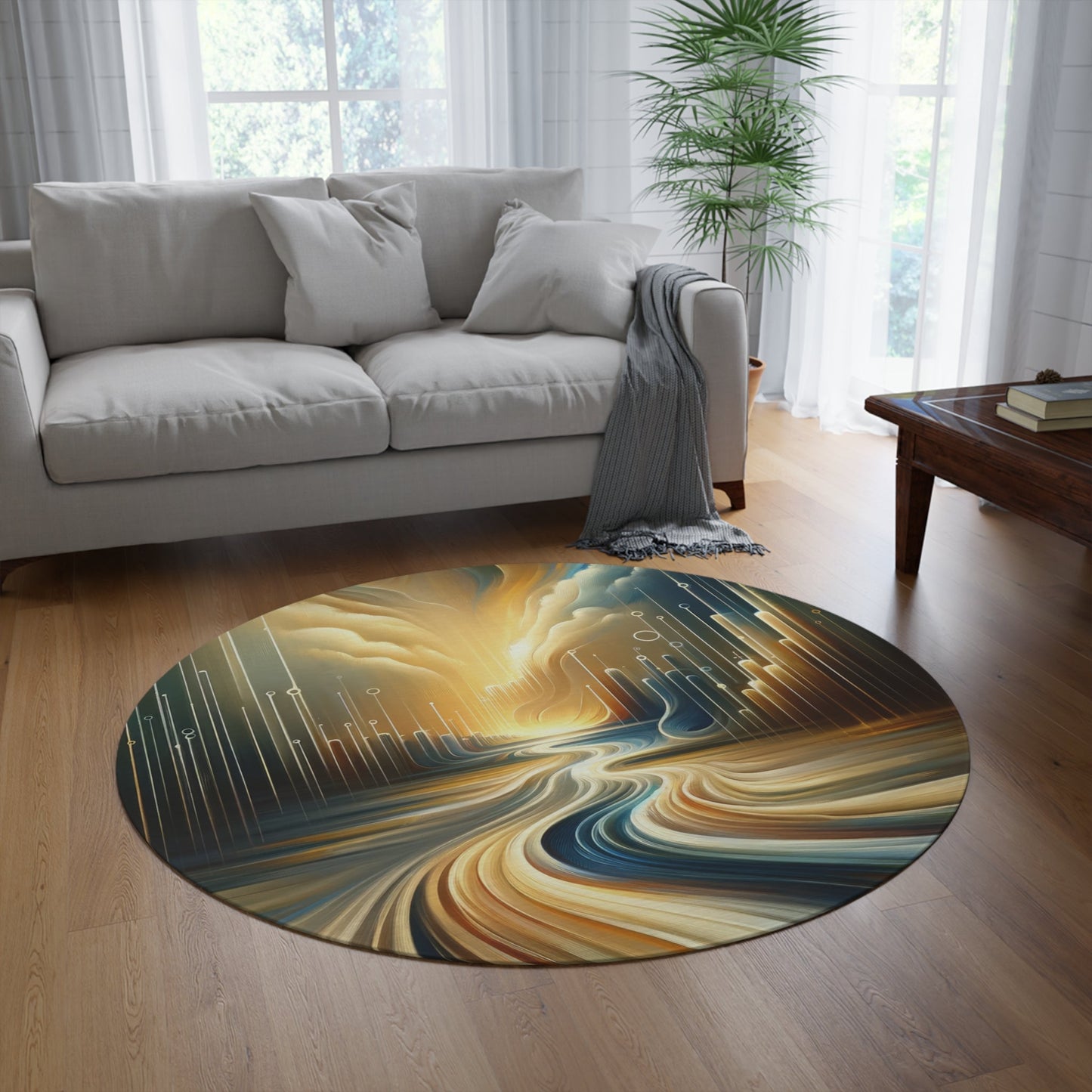 Frequency Shift Evocative Round Rug - ATUH.ART