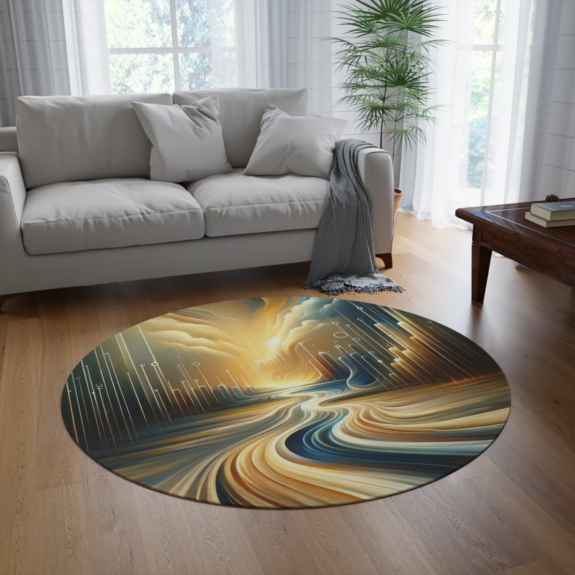 Frequency Shift Evocative Round Rug - ATUH.ART