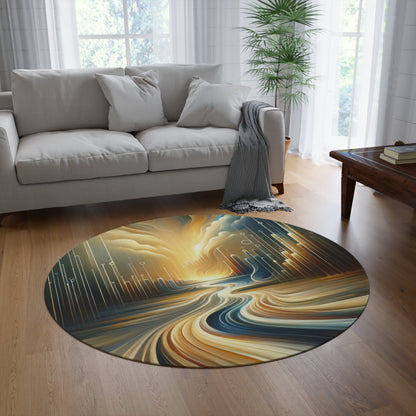 Frequency Shift Evocative Round Rug - ATUH.ART
