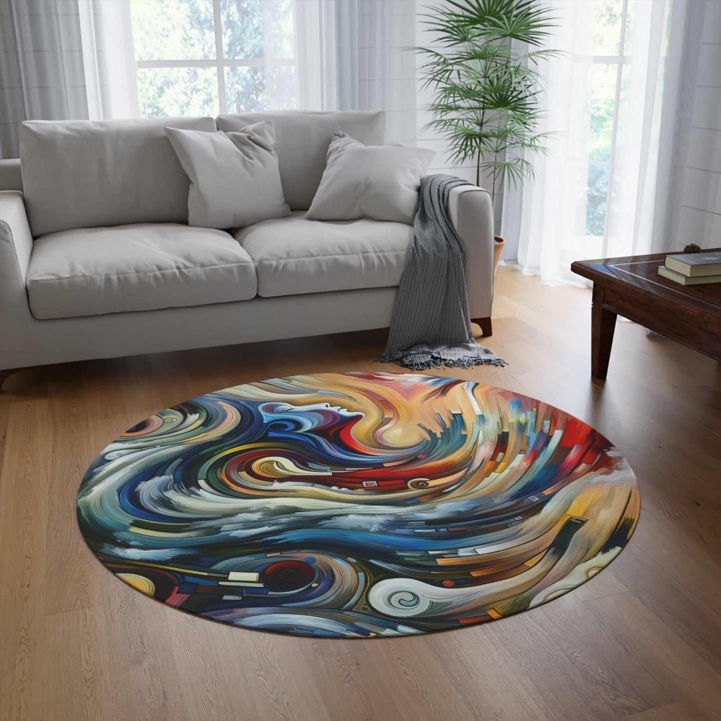 Gratitude Melodic Transformation Round Rug - ATUH.ART