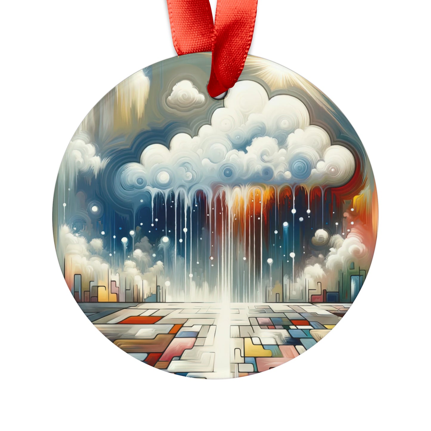 Grounding Silver Clouds Acrylic Ornament with Ribbon - ATUH.ART