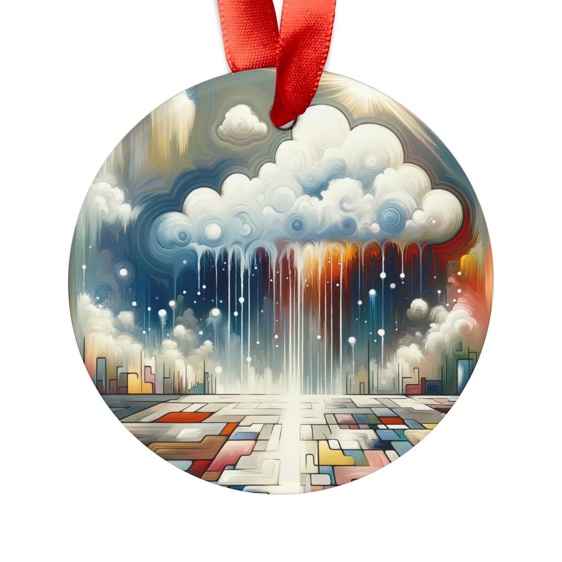 Grounding Silver Clouds Acrylic Ornament with Ribbon - ATUH.ART