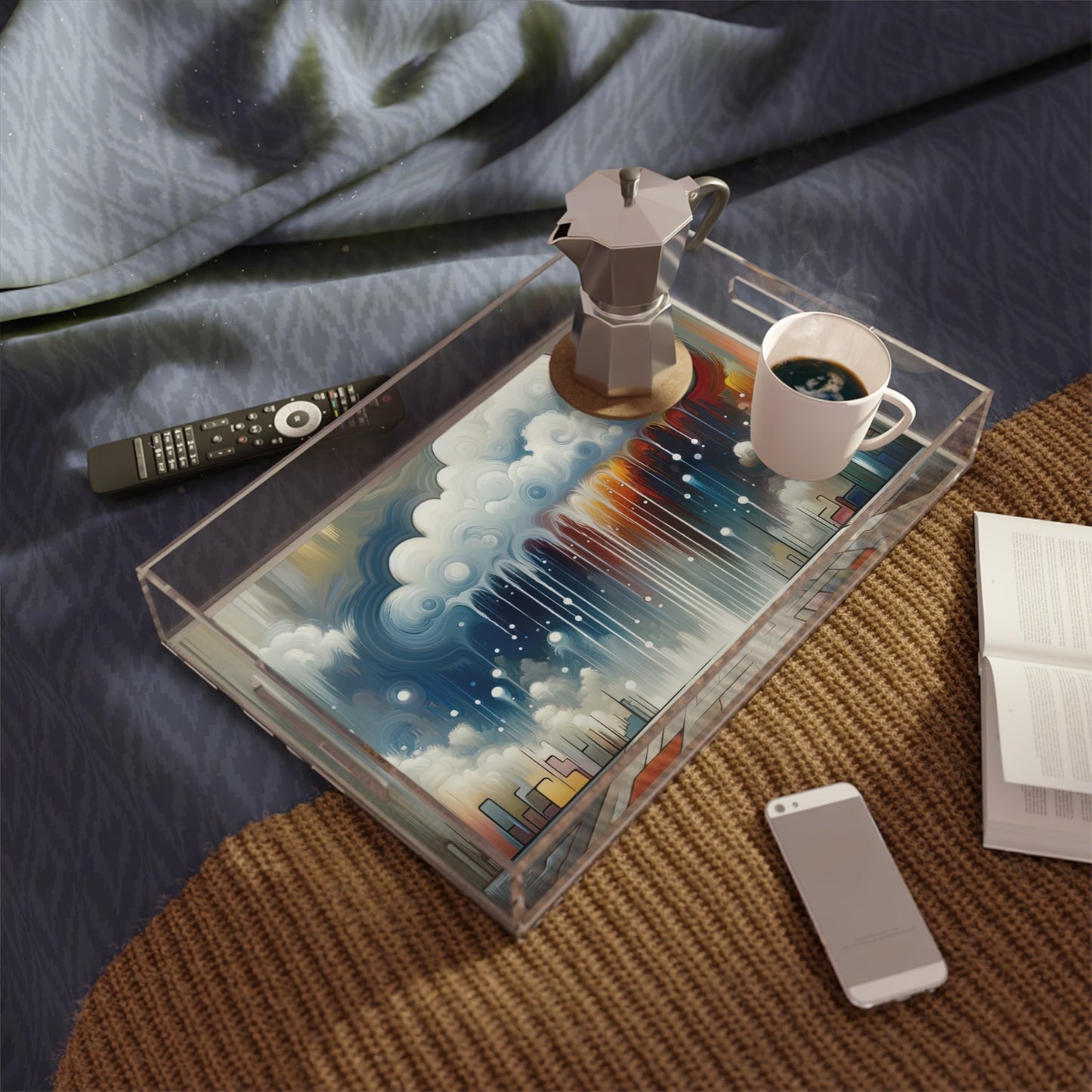 Grounding Silver Clouds Acrylic Serving Tray - ATUH.ART